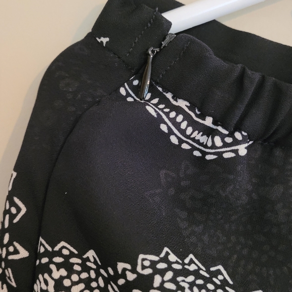 Milano Black and White Ruffled Trumpet Midi Skirt - Picture 3 of 5